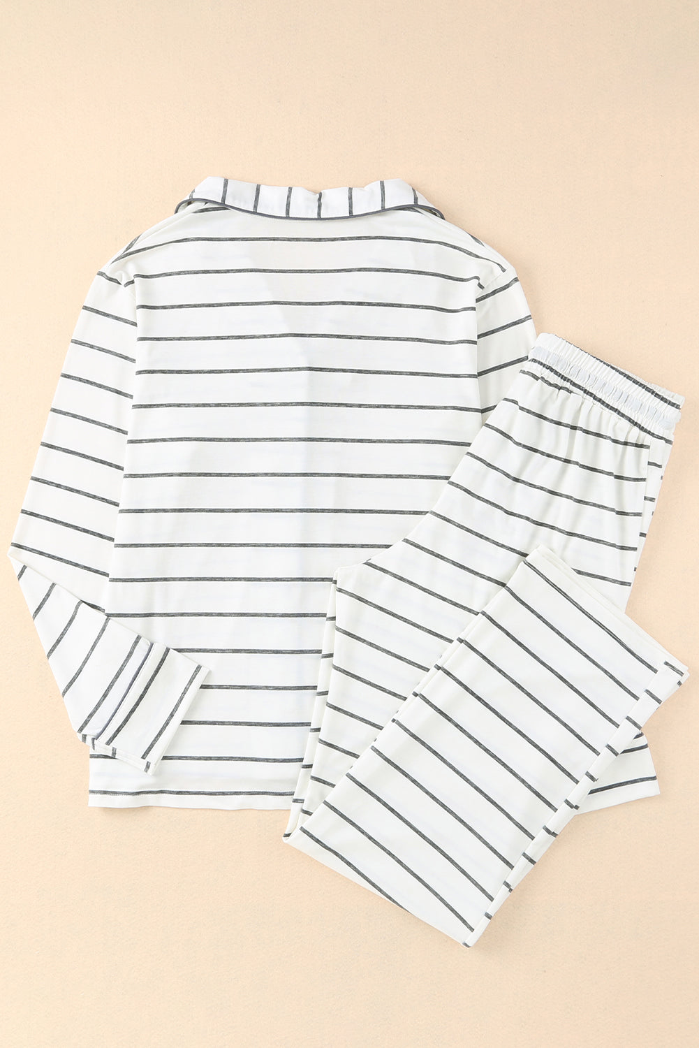 striped v-neck long sleeve top and pants lounge set