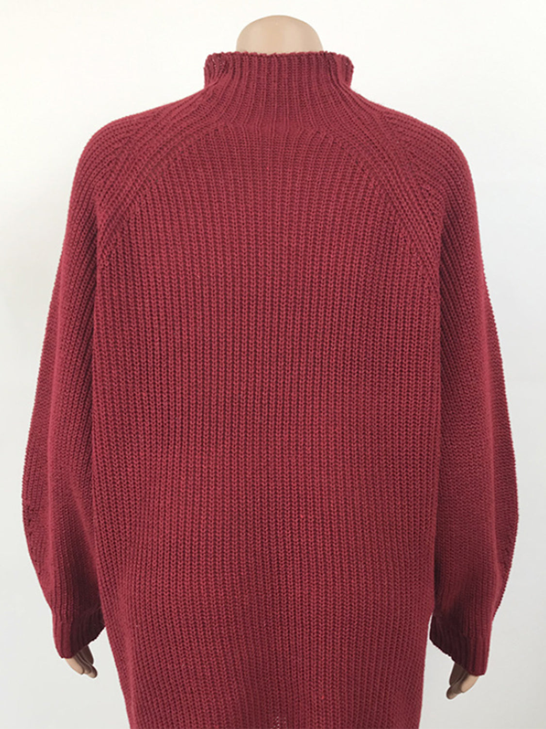 mock neck dropped shoulder sweater dress