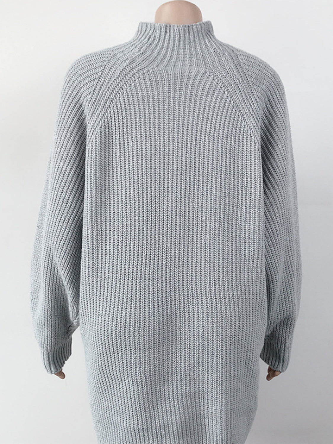 mock neck dropped shoulder sweater dress