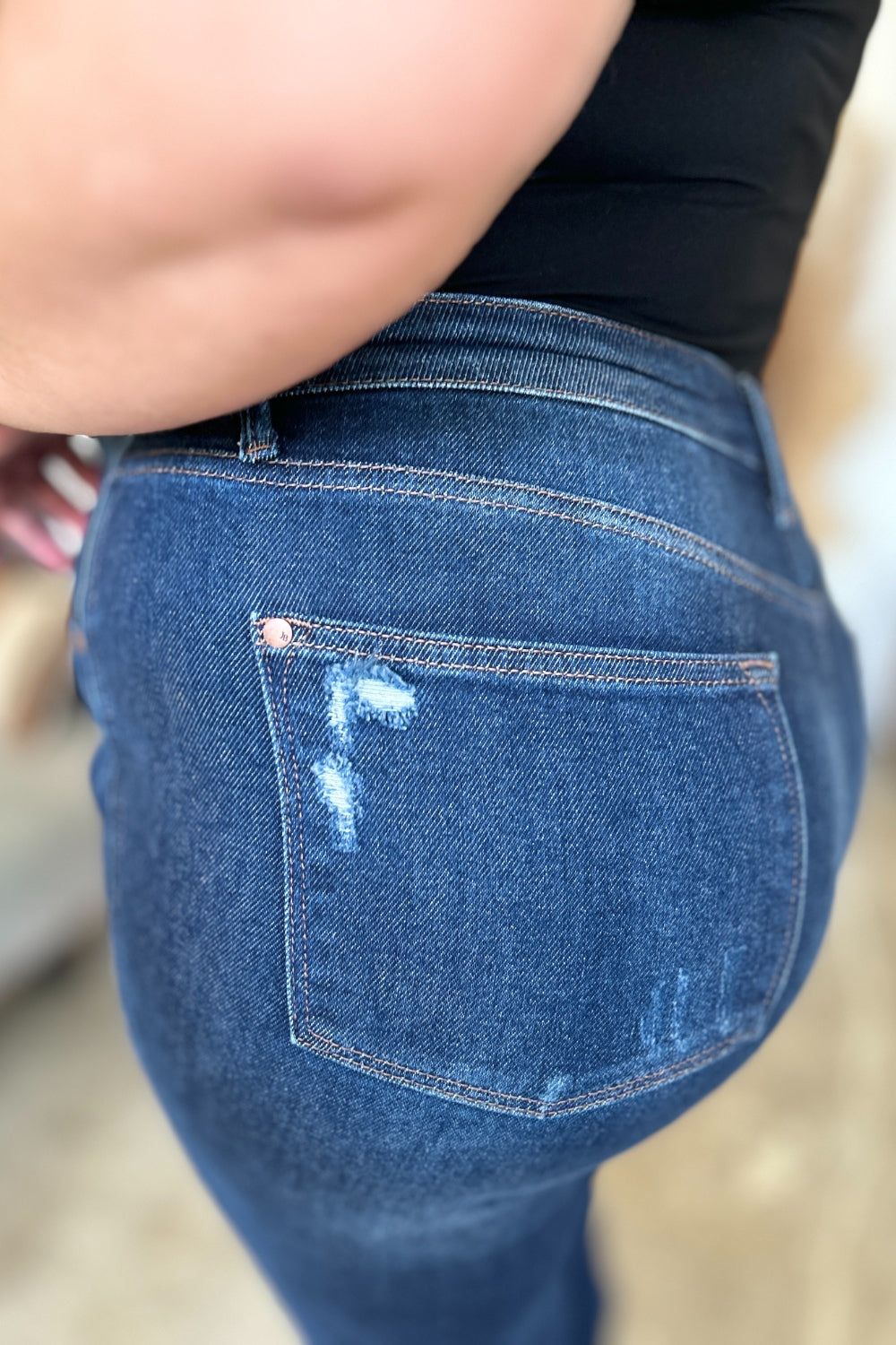 judy blue full size high waist rigid magic heavy destroy straight jeans
