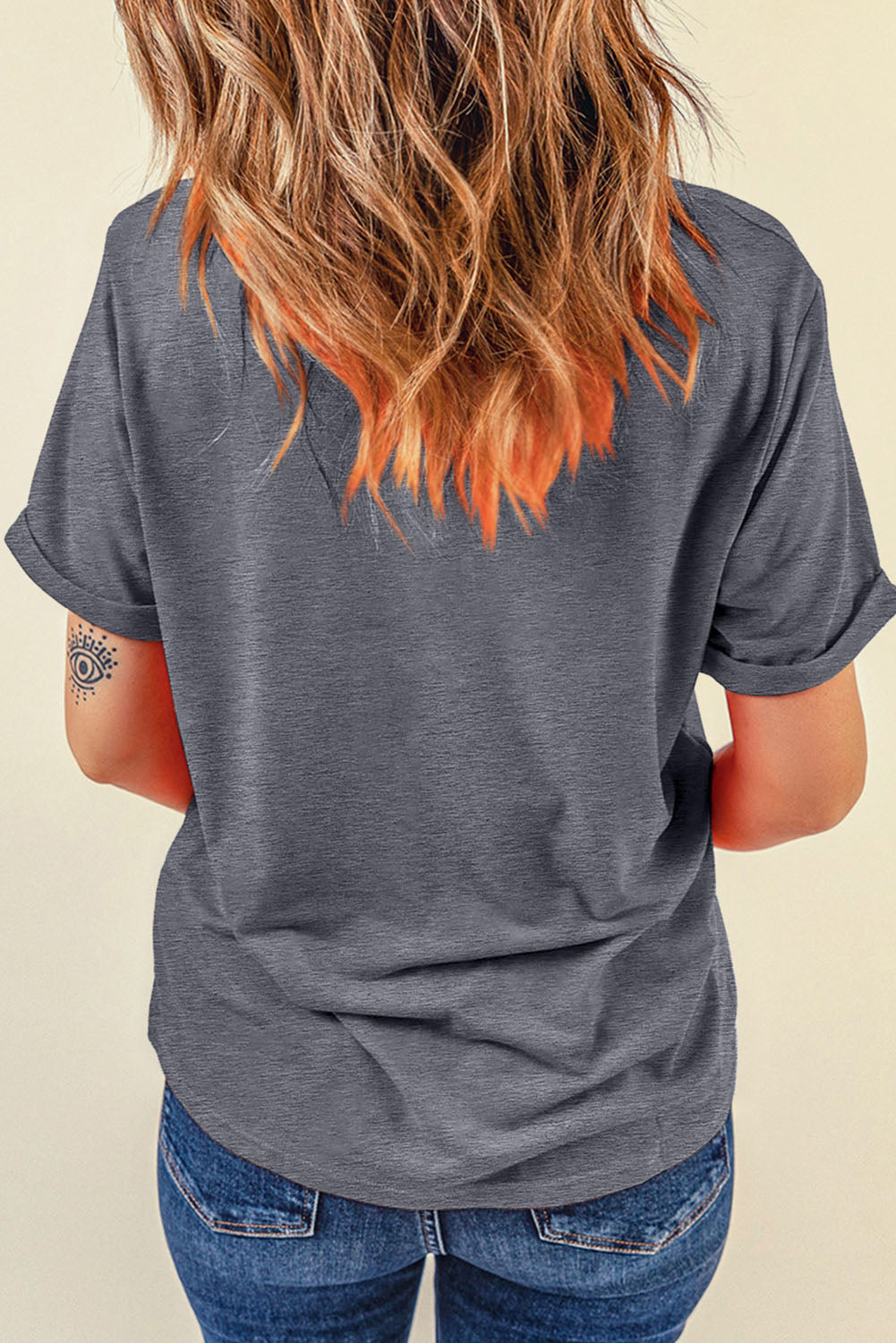 gray baseball bowknot graphic casual tee