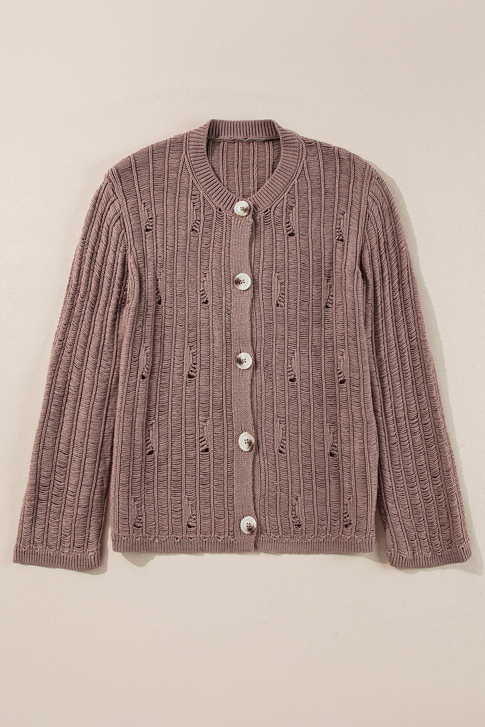 goat cut out textured knit buttoned cardigan