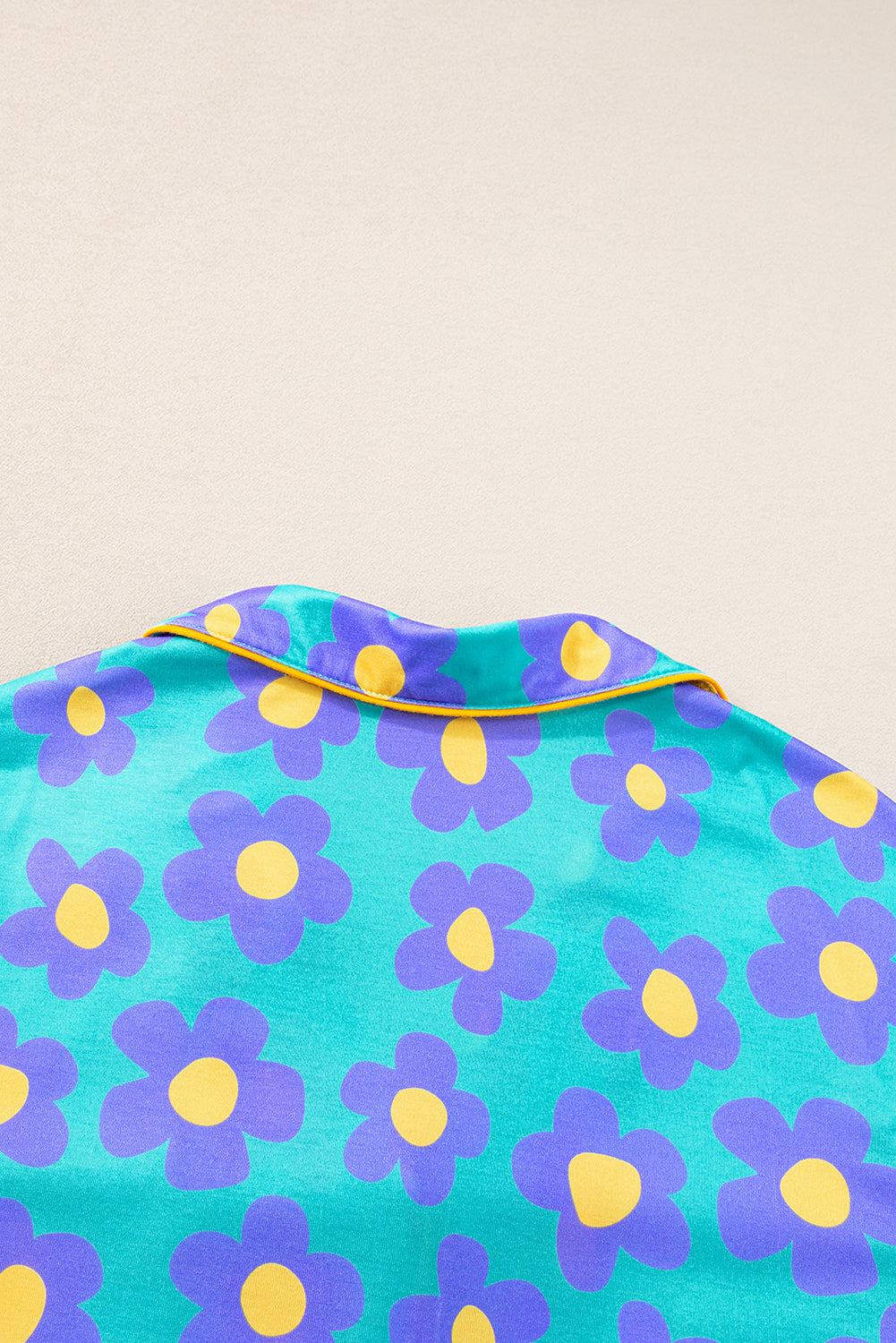 green flower print short sleeve shirt pajamas set