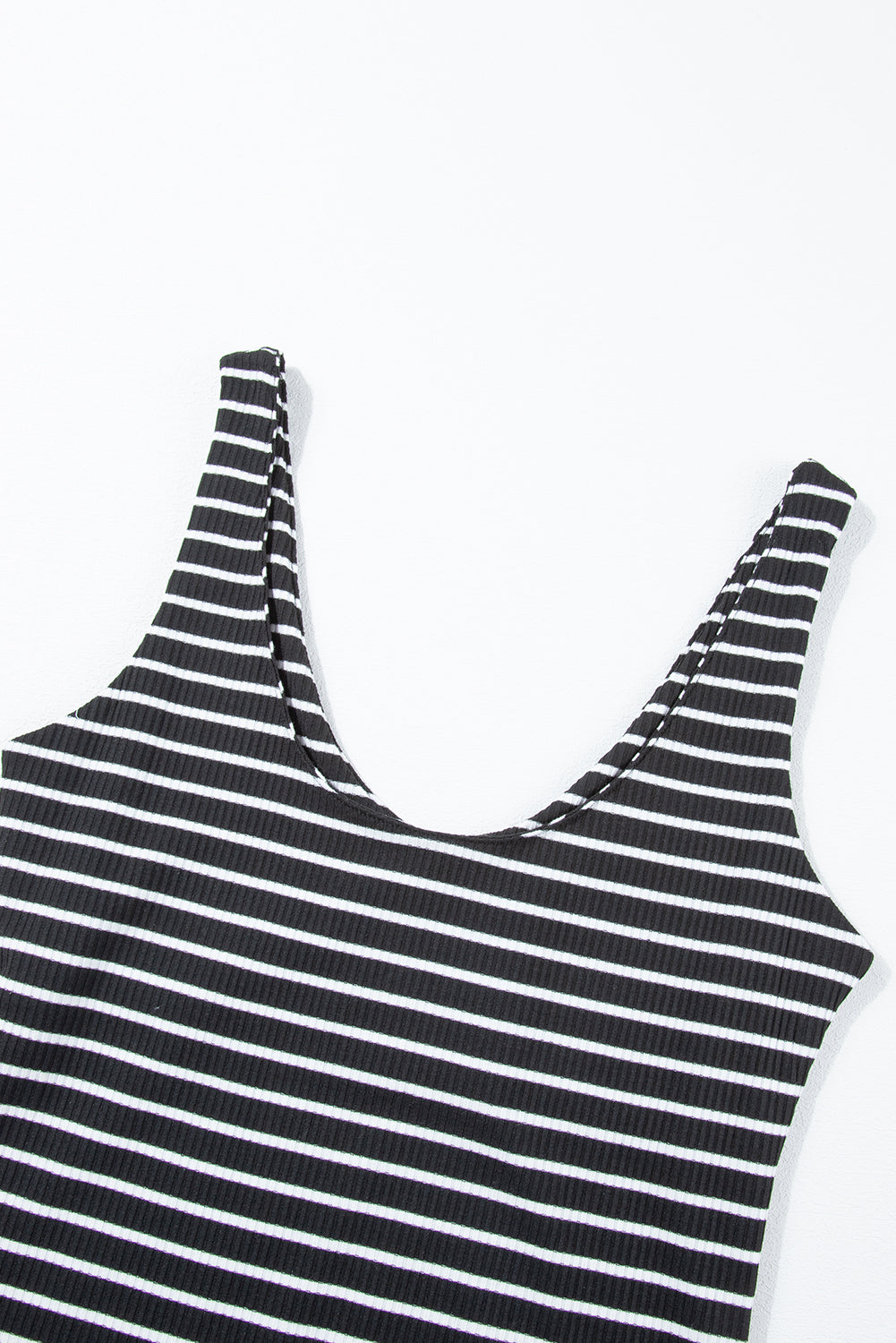 black stripe ribbed knit sleeveless mini dress