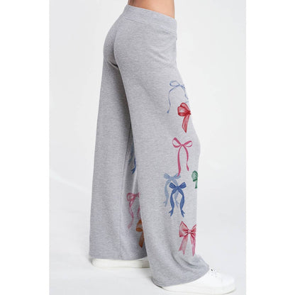 Colorful bow allover print soft loungewear set