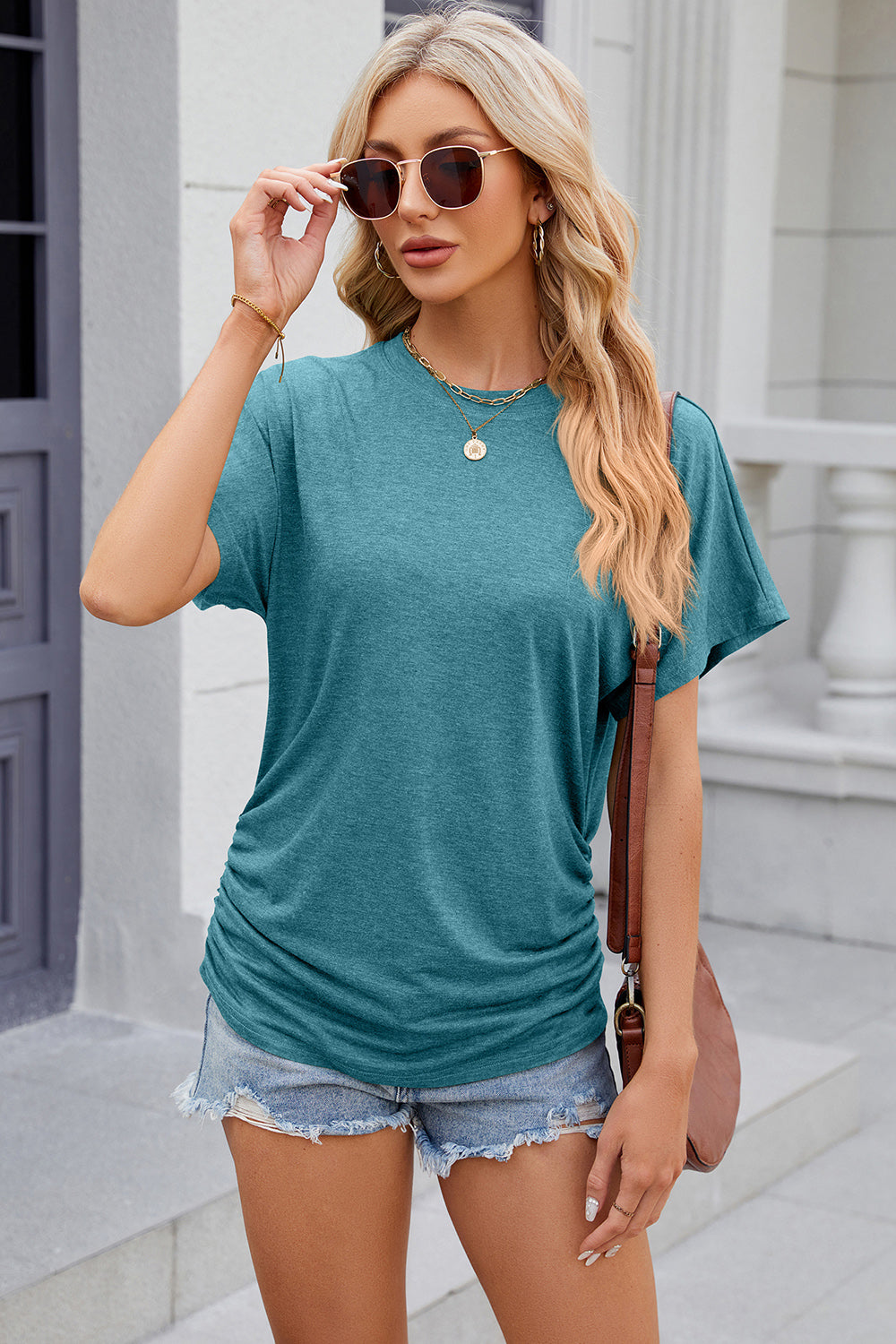 round neck flutter sleeve t-shirt