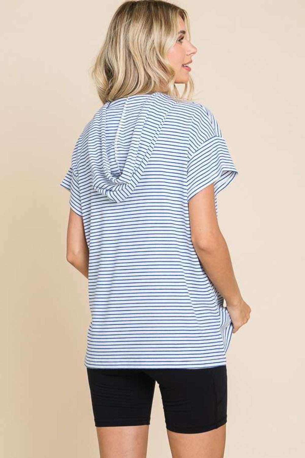 culture code full size striped short sleeve hooded top