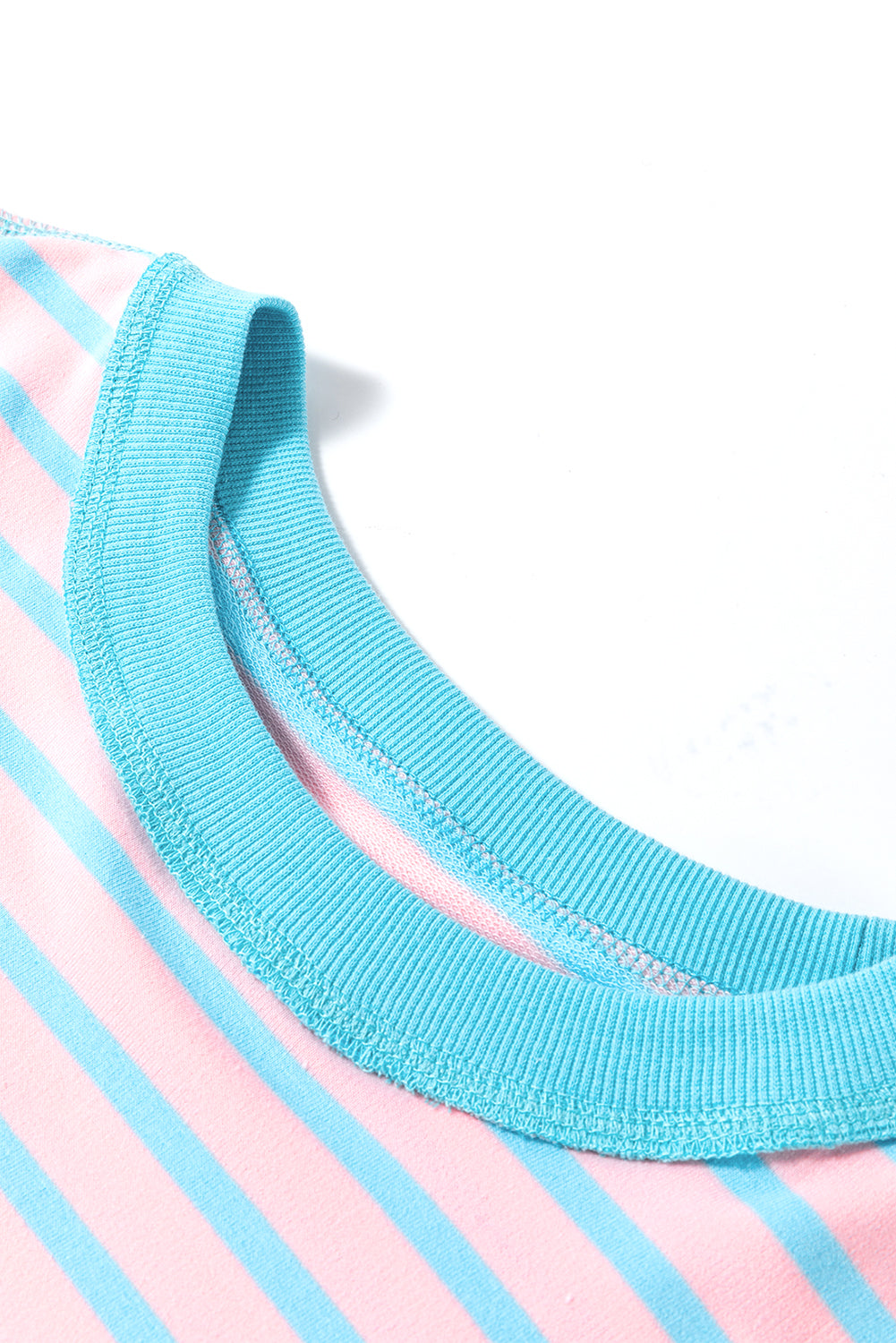 pink stripe oversized contrast trim exposed seam high low t shirt