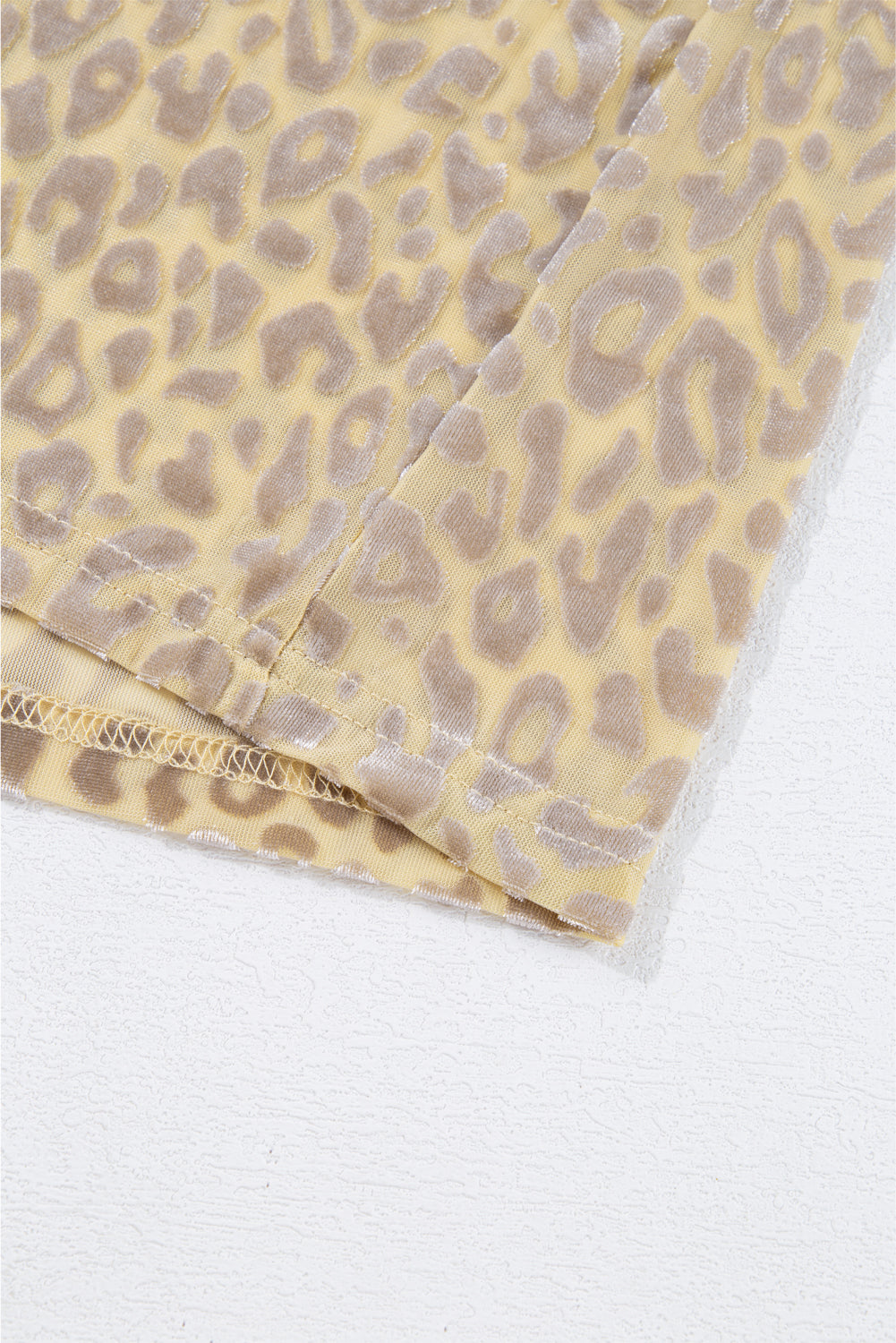 beige leopard velvet burnout off shoulder long sleeve blouse