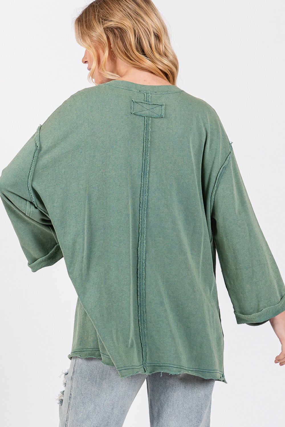 sage + fig full size american flag patch drop shoulder t-shirt