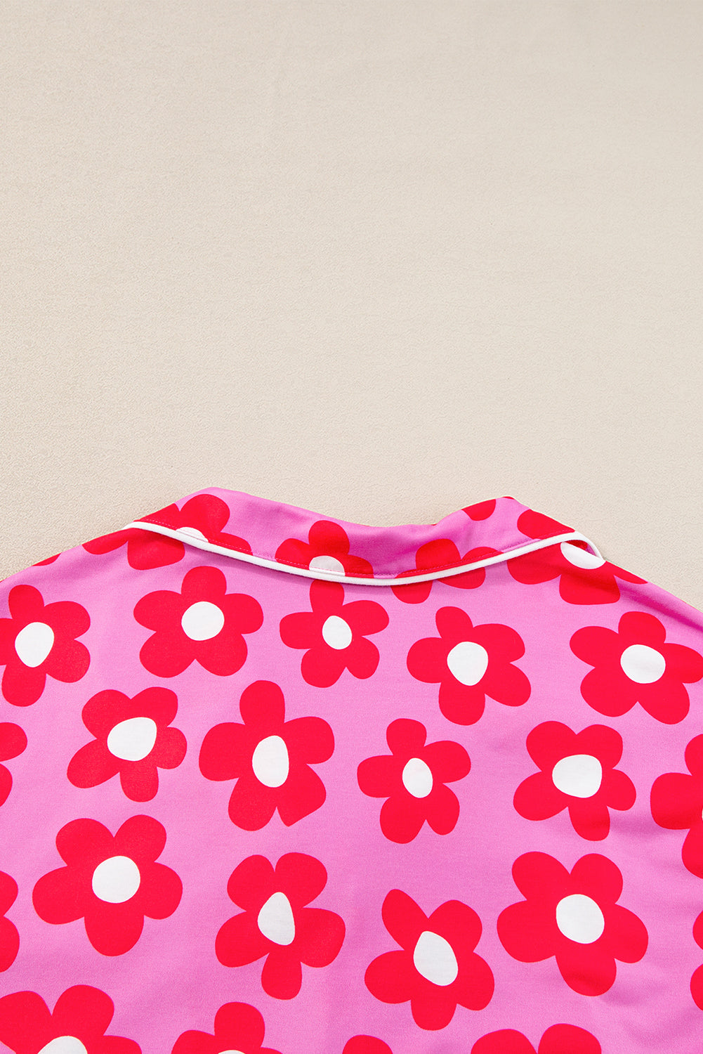 pink flower print short sleeve shirt pajamas set