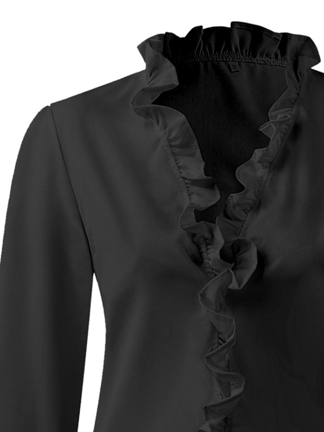 full size ruffled v-neck long sleeve blouse