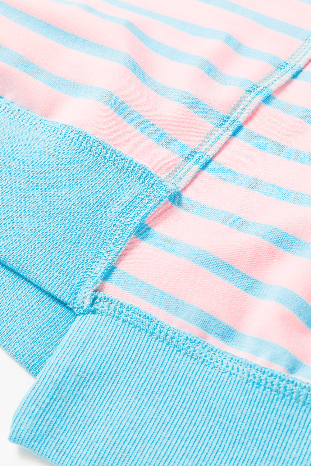 pink stripe oversized contrast trim exposed seam high low t shirt