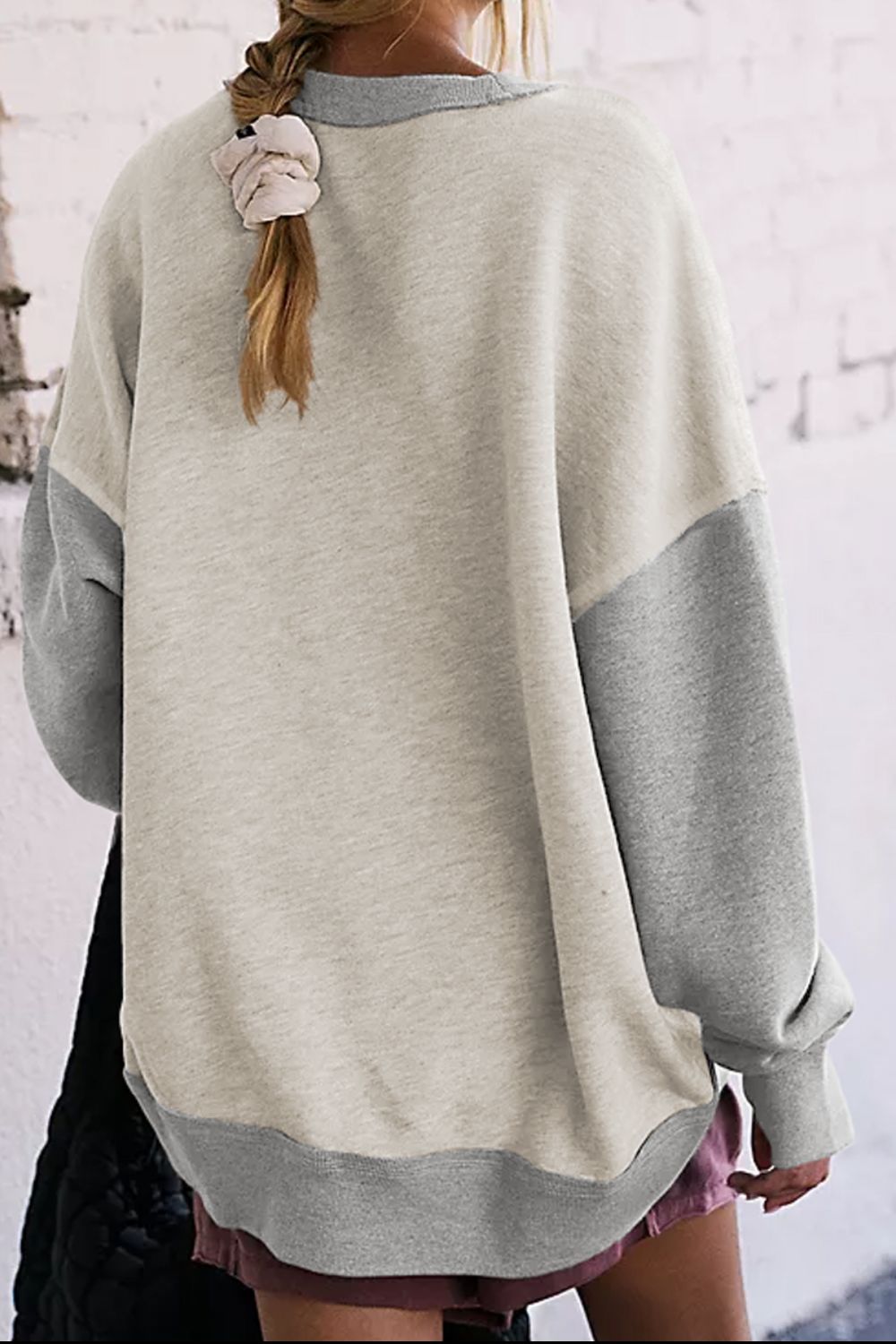 contrast round neck long sleeve sweatshirt