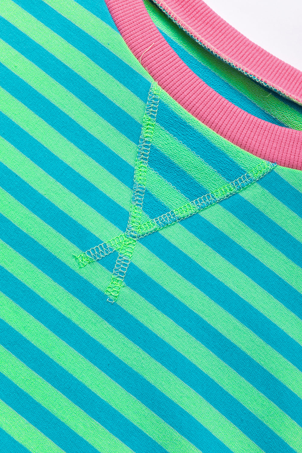 sky blue stripe oversized contrast trim pullover sweatshirt