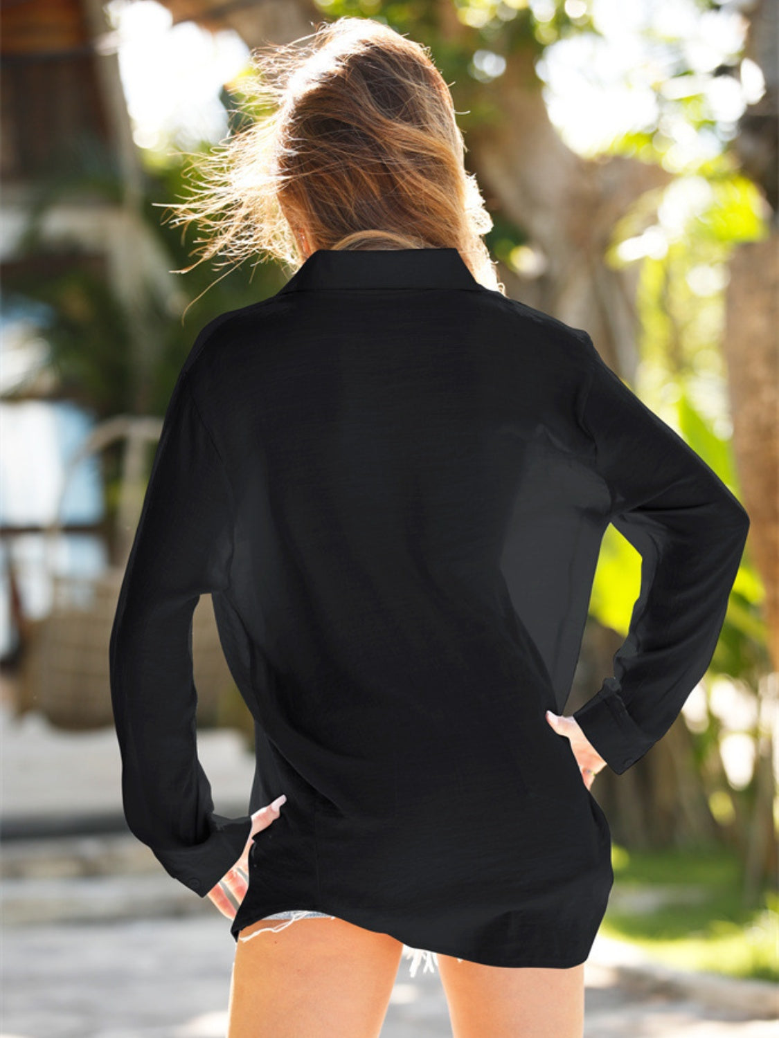 pocketed dropped shoulder cover up