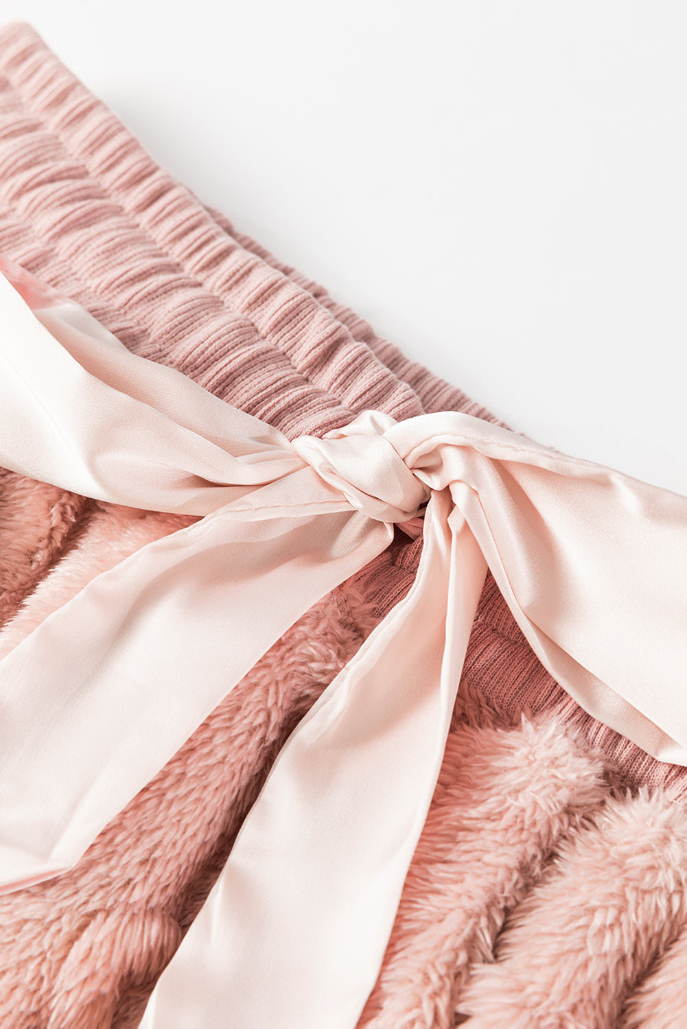 light pink textured leopard fleece loose two piece lounge set