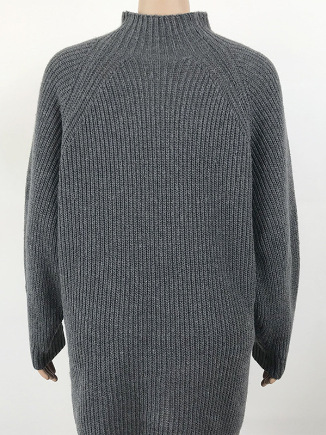 mock neck dropped shoulder sweater dress