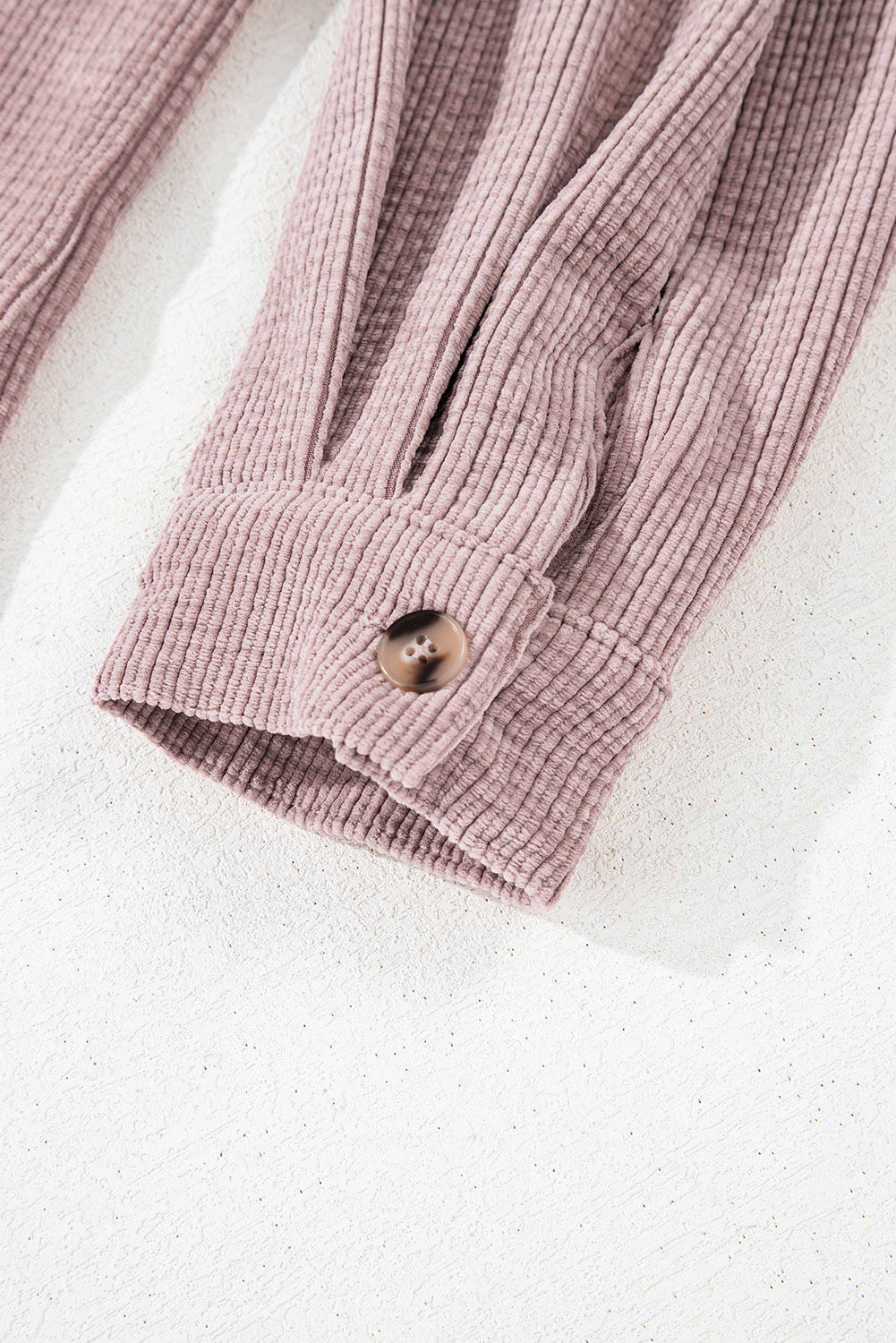 light pink corduroy flap pocket button up shacket