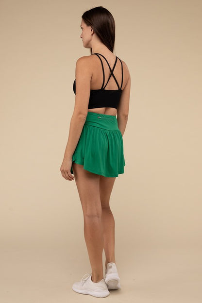 Wide Band Tennis Skirt with Zippered Back Pocket