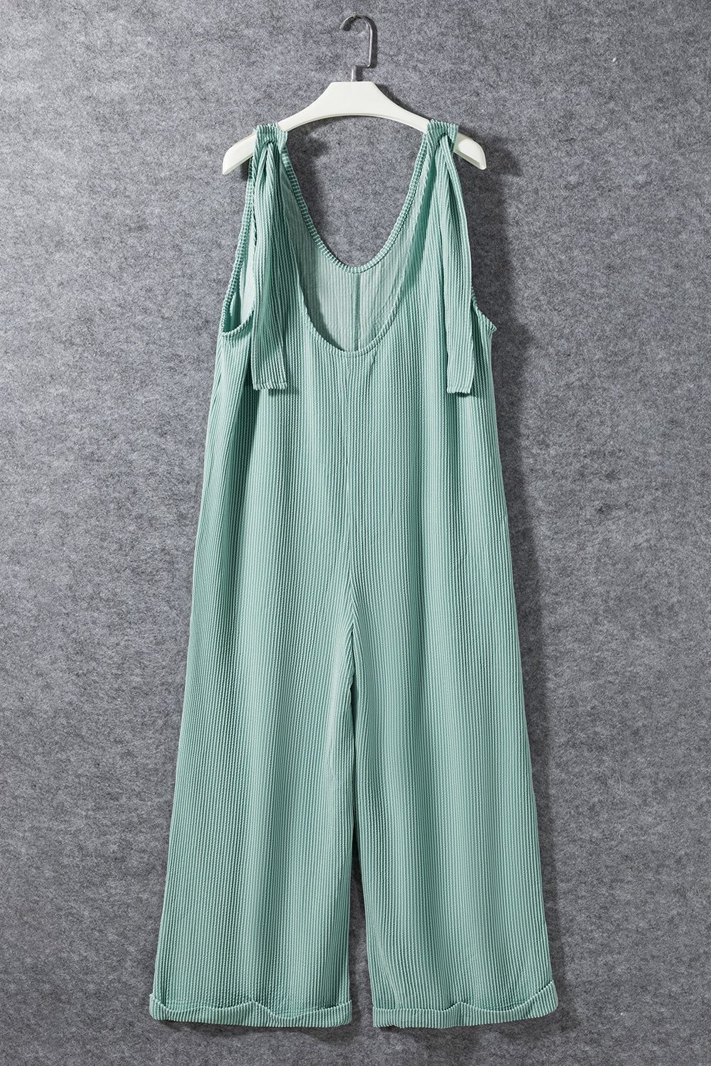 moonlight jade corded tie straps v neck wide leg jumpsuit