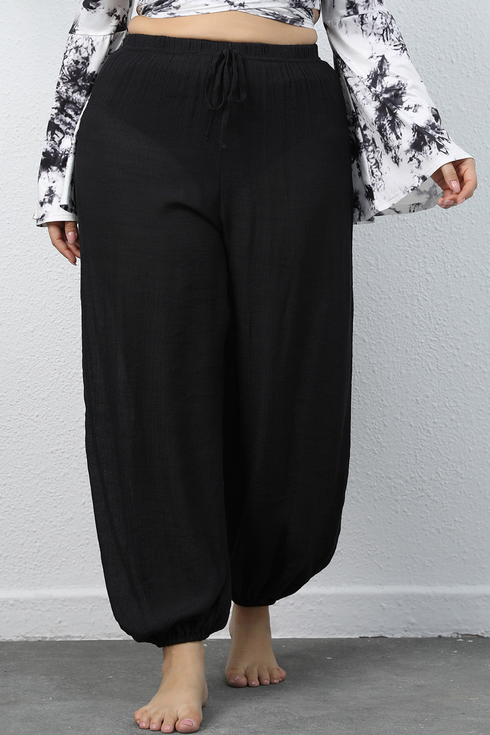 plus size drawstring jogger pants
