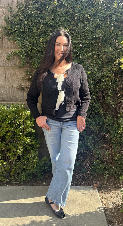 Hollow Web Knit Cardigan