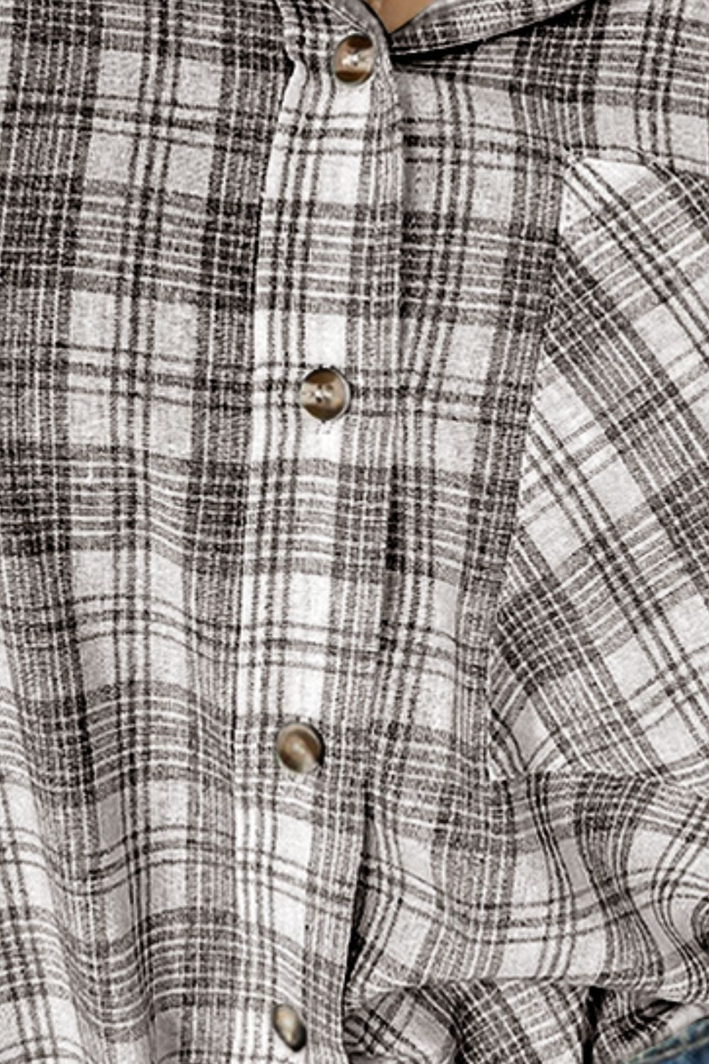 drawstring button up hooded jacket