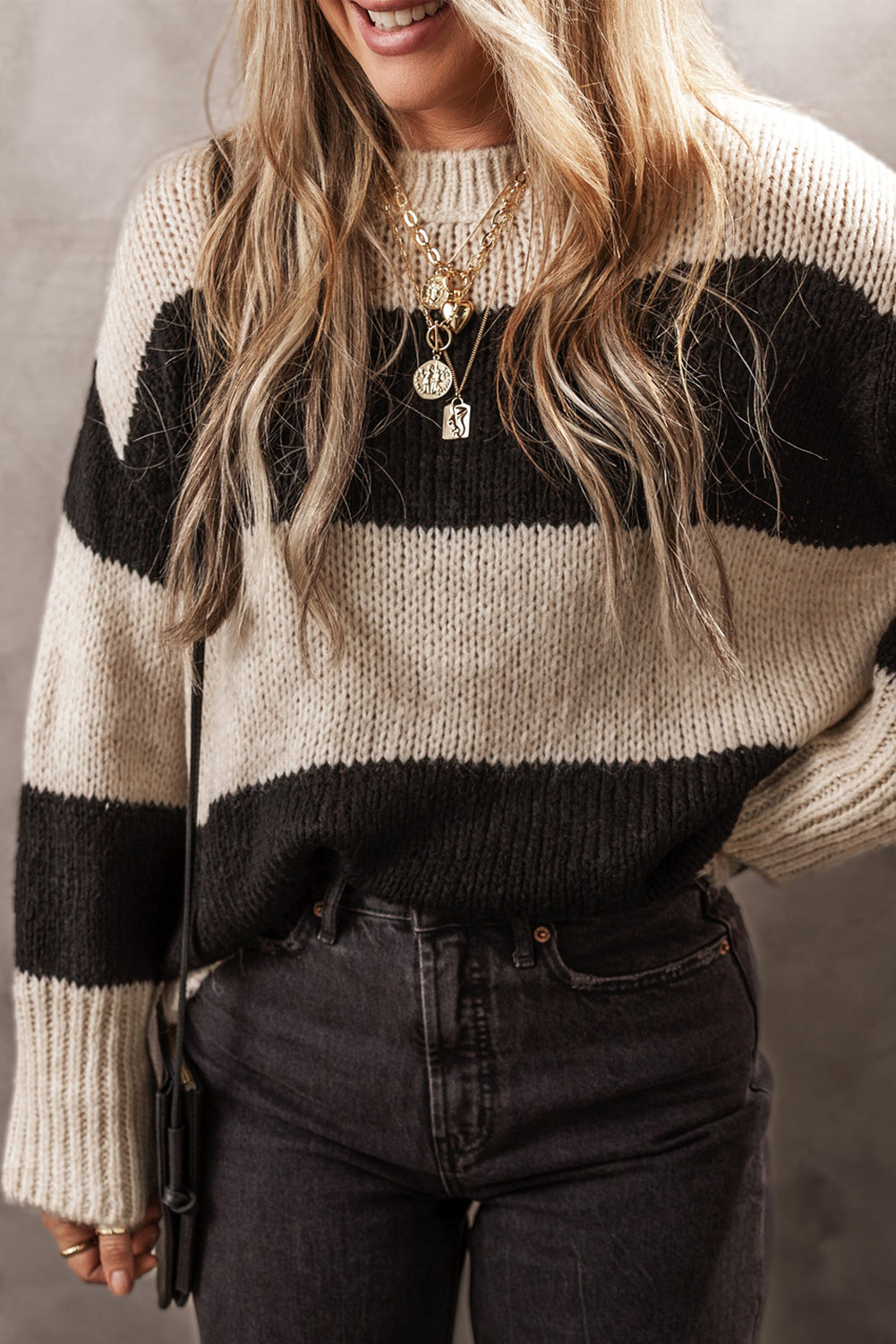 jet stream colorblock loose pullover sweater