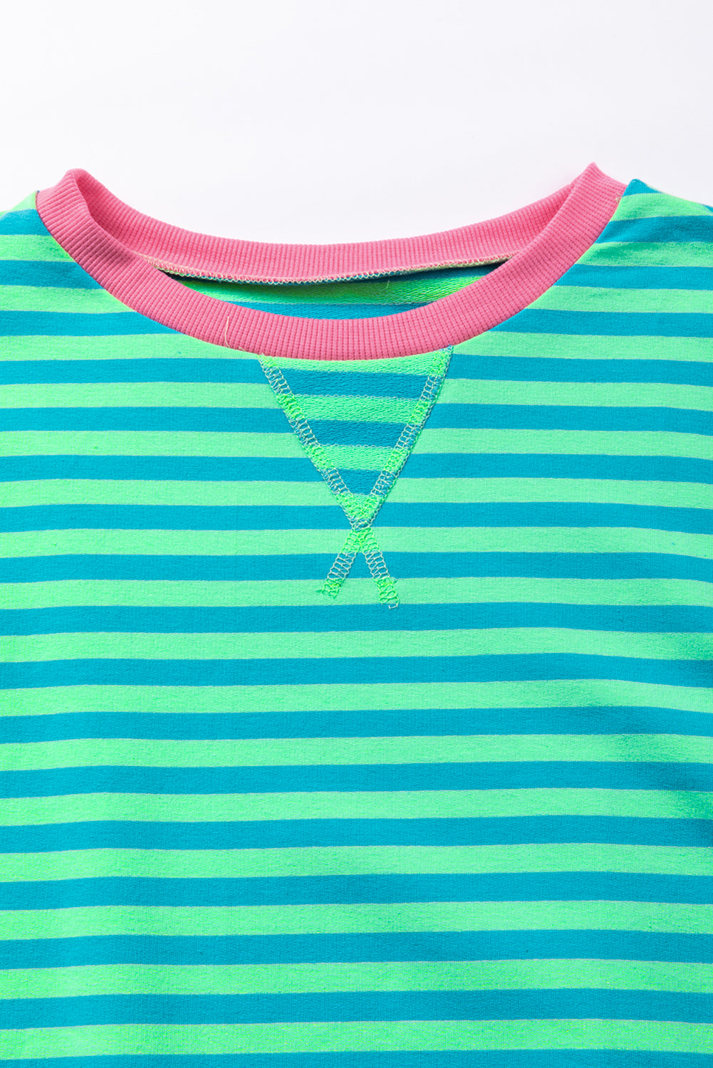 sky blue stripe oversized contrast trim pullover sweatshirt