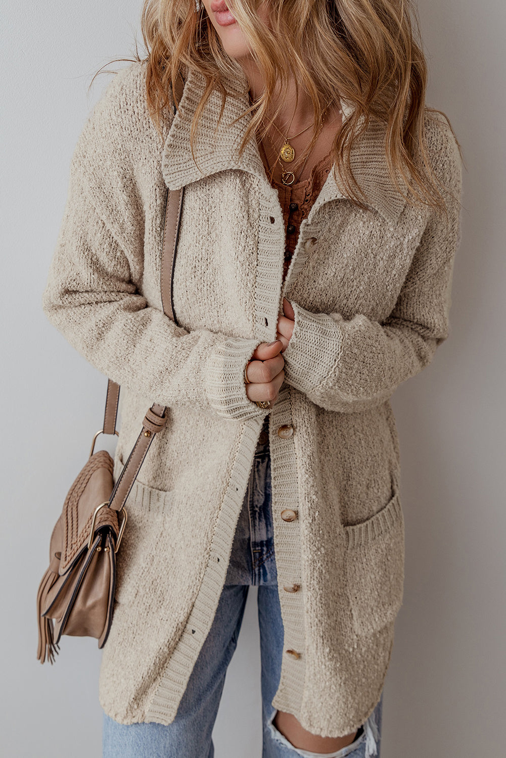 jet stream collared drop shoulder button up cardigan with pocket