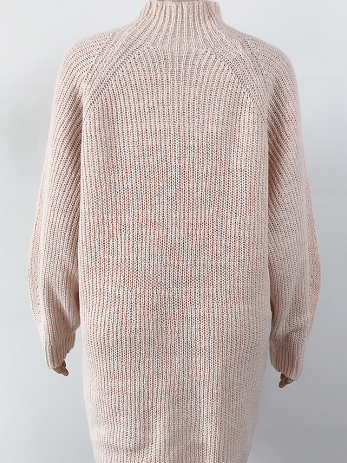 mock neck dropped shoulder sweater dress