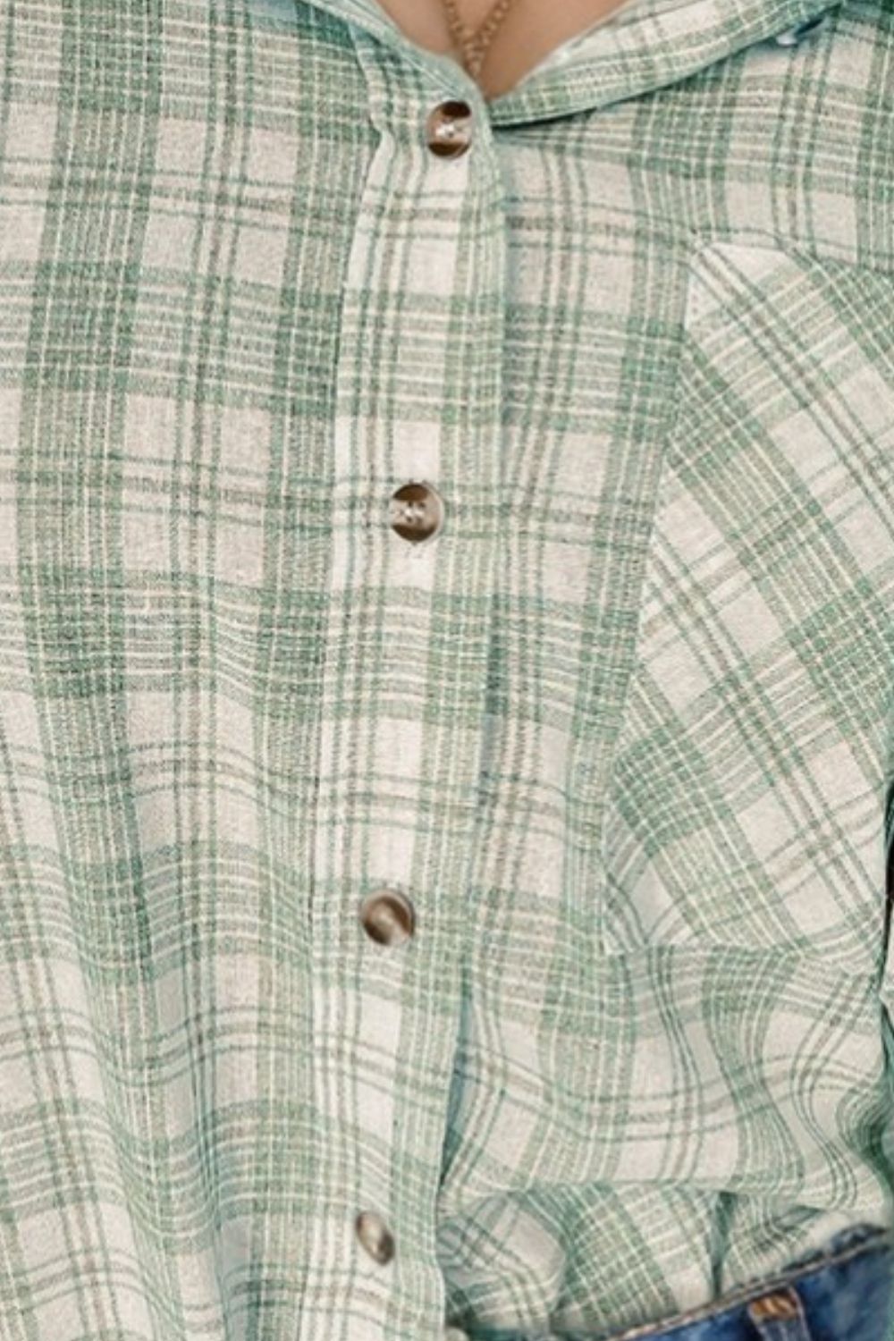 drawstring button up hooded jacket