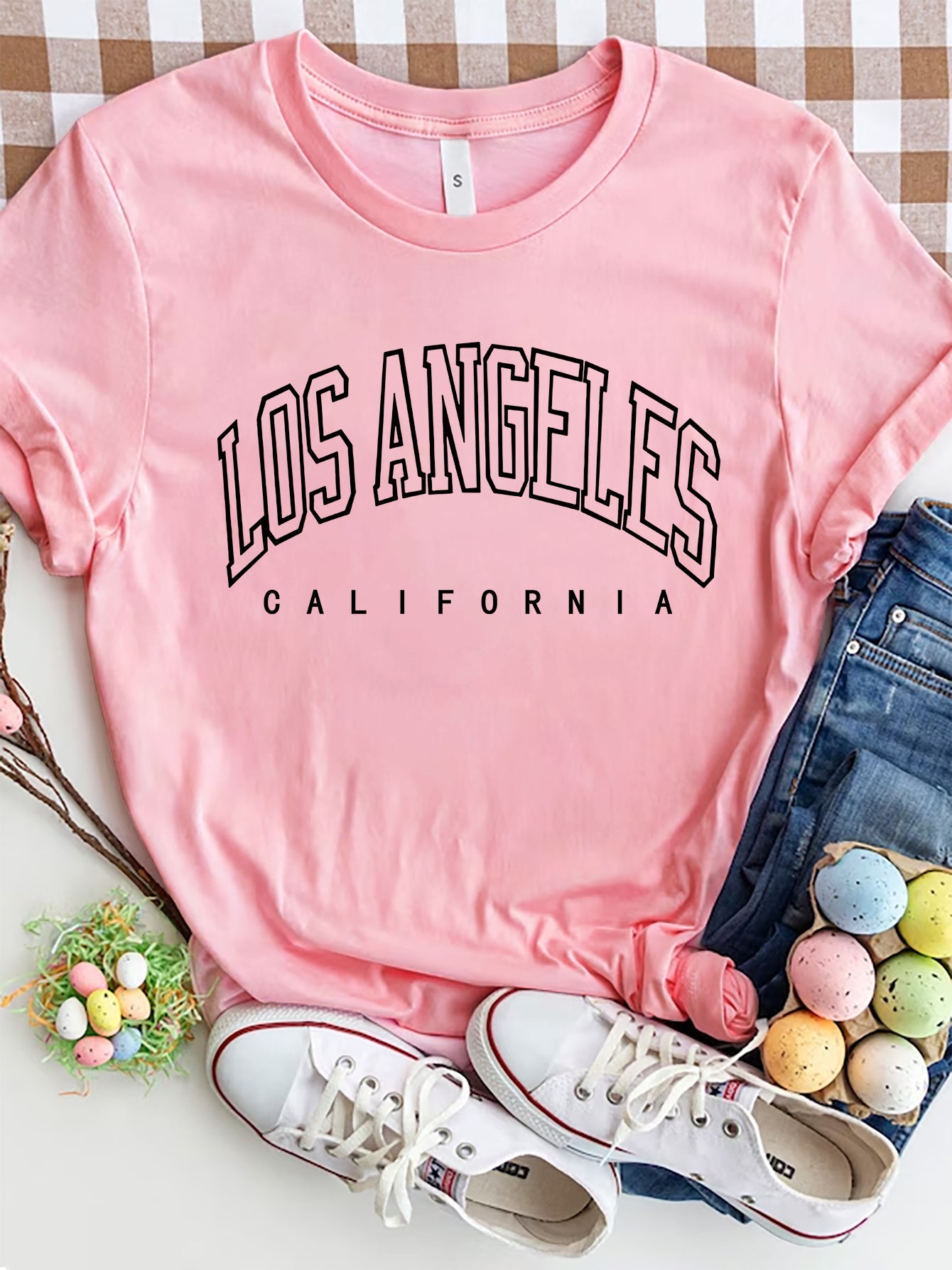los angeles california round neck t-shirt
