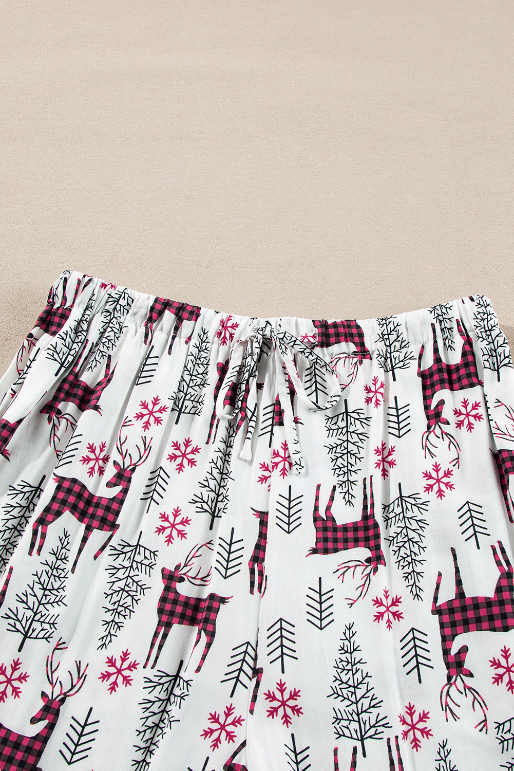 white christmas printed shirt and pants pajama set