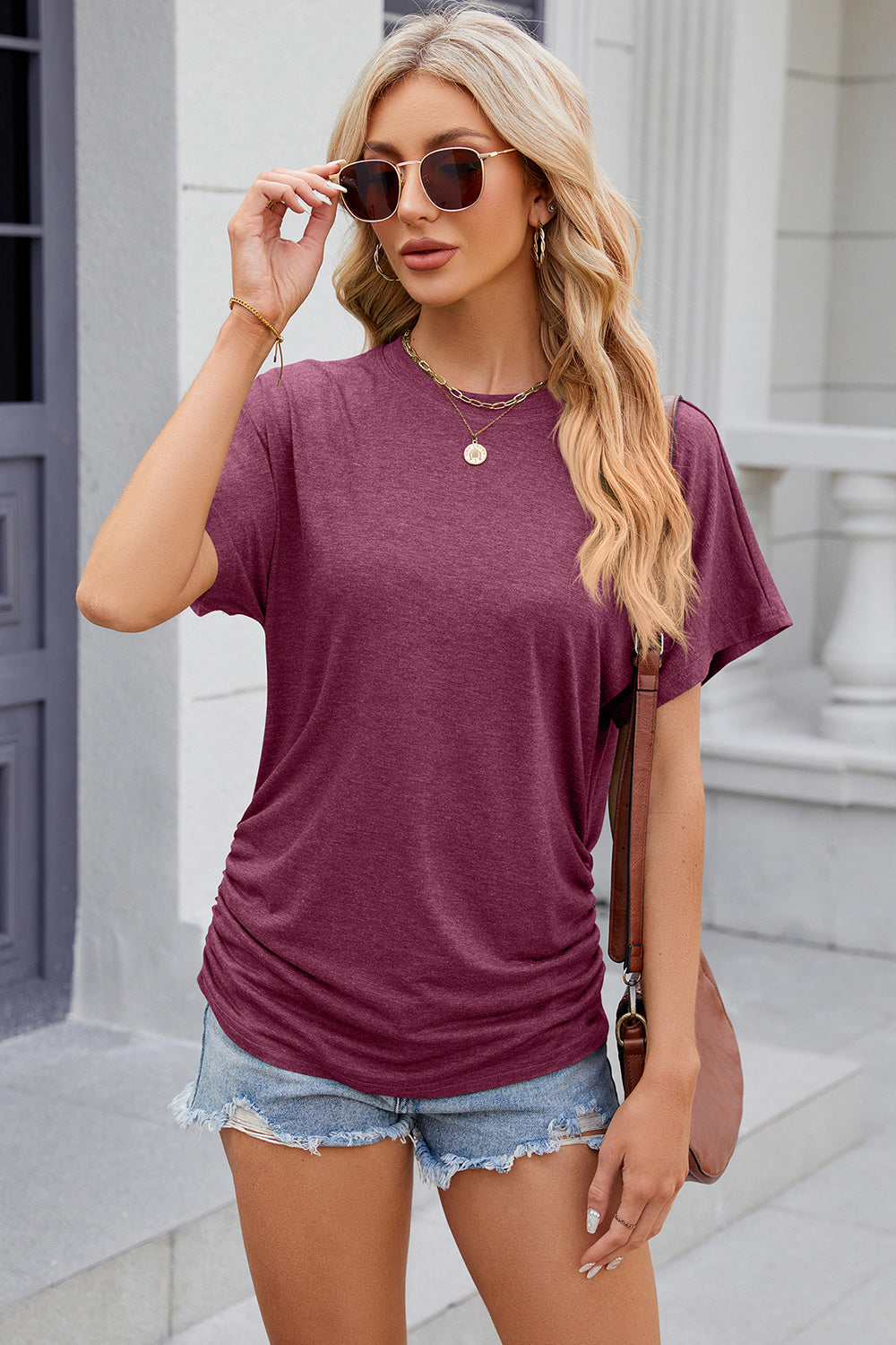 round neck flutter sleeve t-shirt