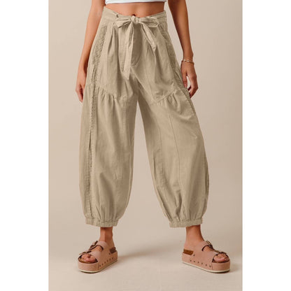 EYELET LACE TRIMMED JOGGER PANTS