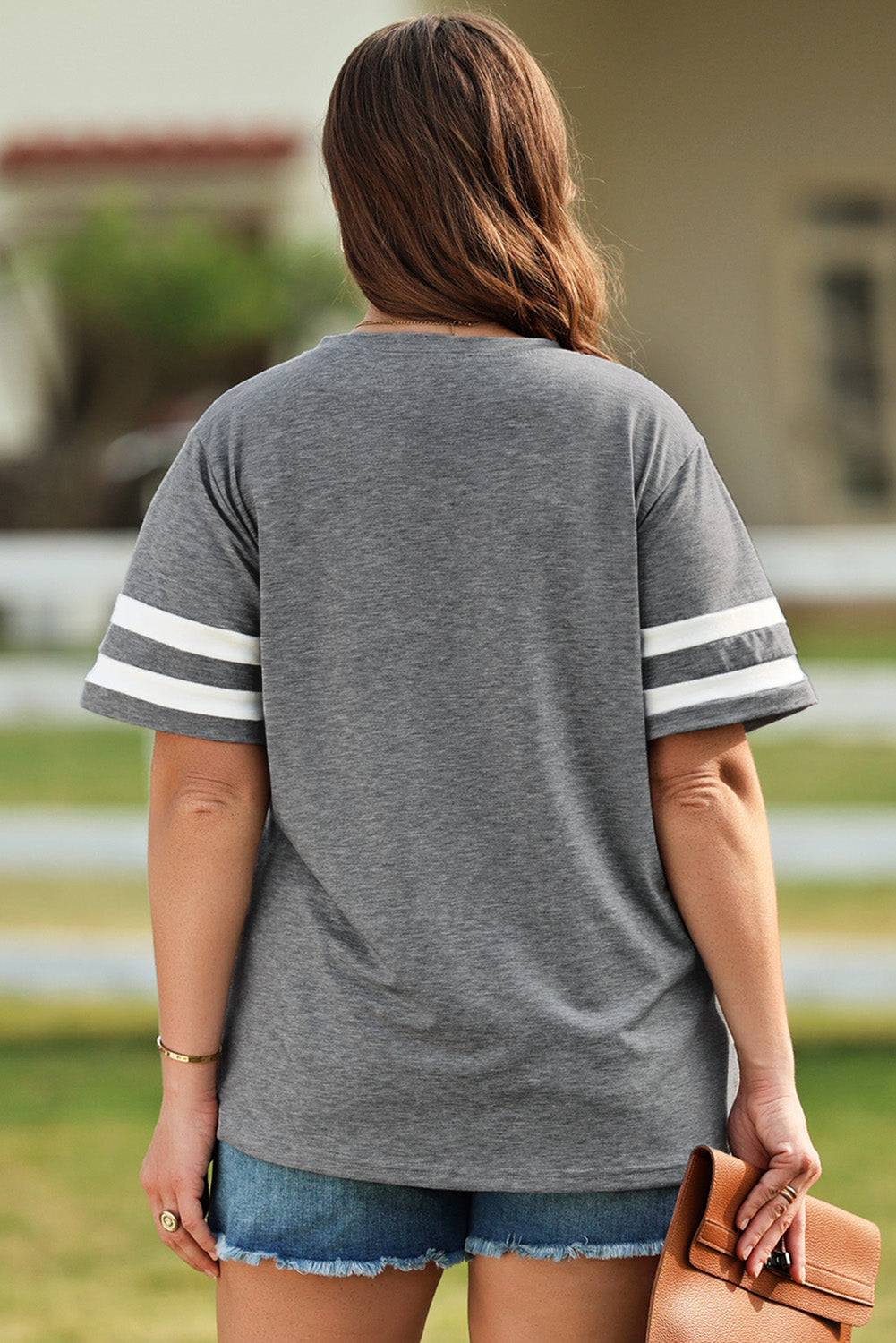 plus size us flag graphic v-neck tee