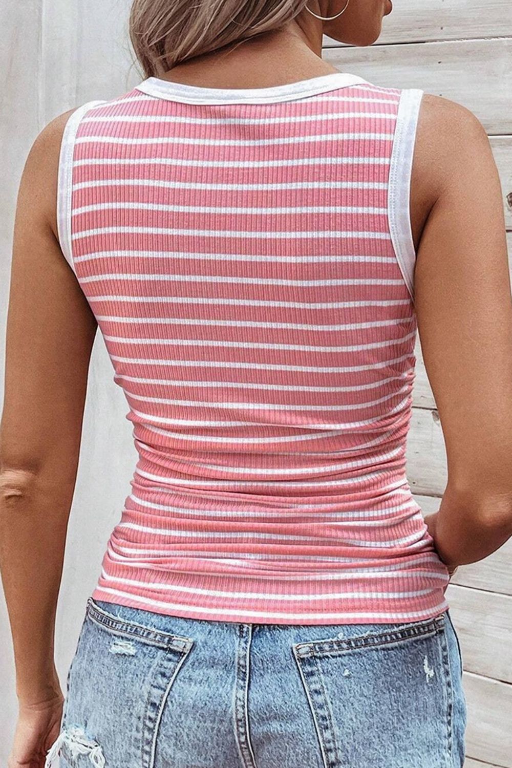 striped round neck tank