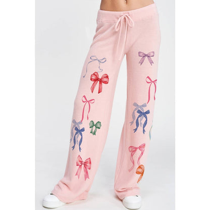 Colorful bow allover print soft loungewear set