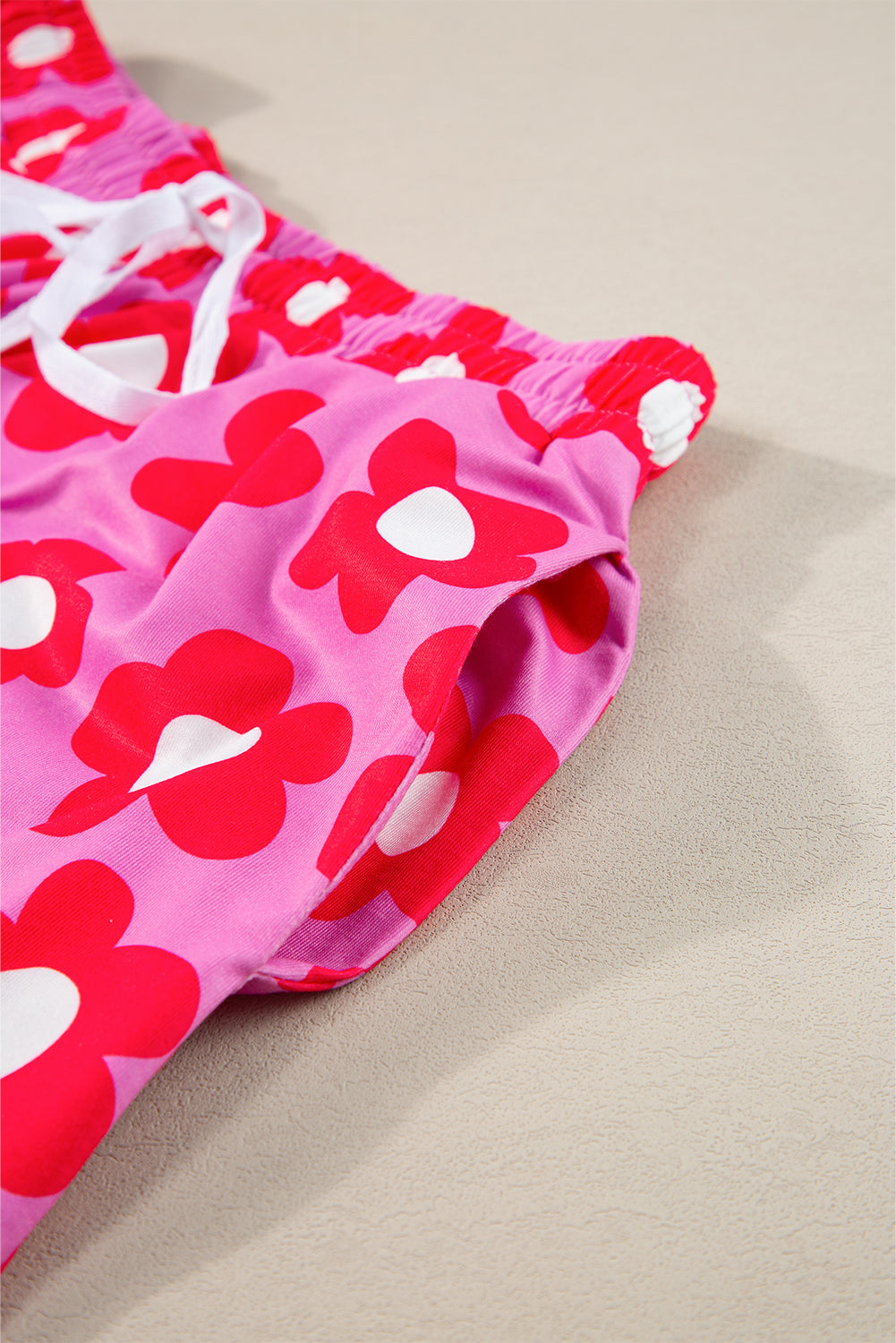 pink flower print short sleeve shirt pajamas set