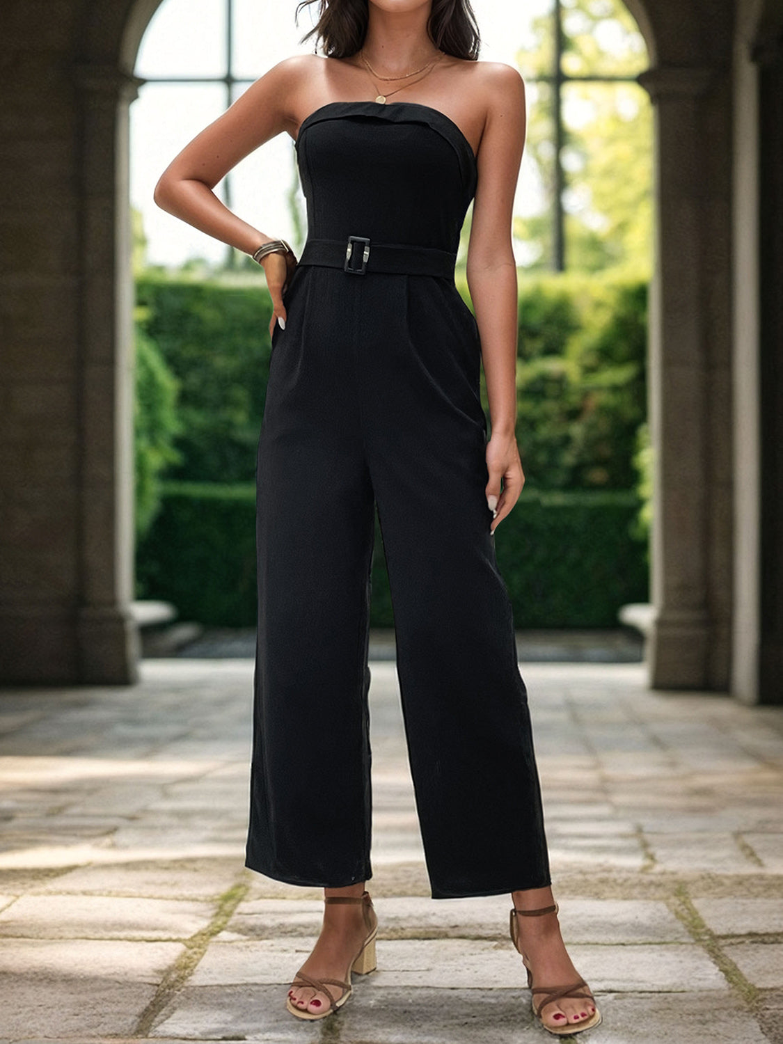 tube jumpsuit with pockets