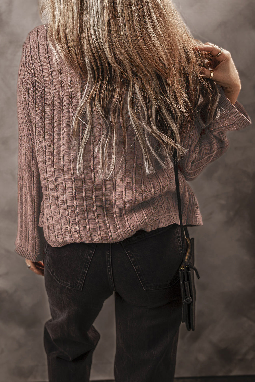 goat cut out textured knit buttoned cardigan
