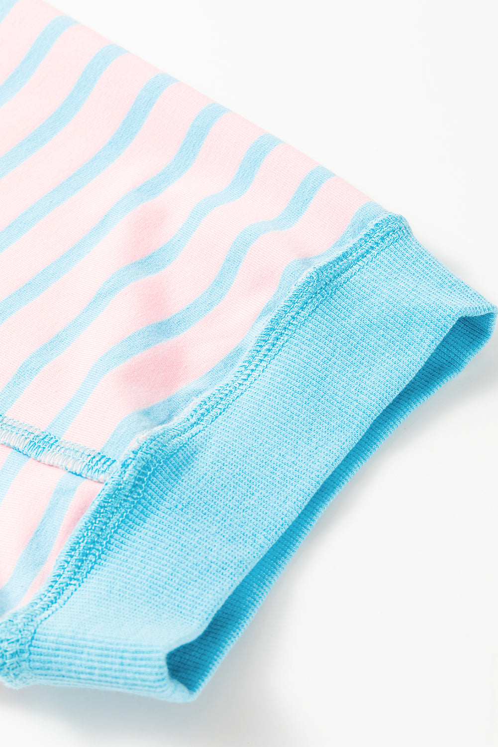pink stripe oversized contrast trim exposed seam high low t shirt