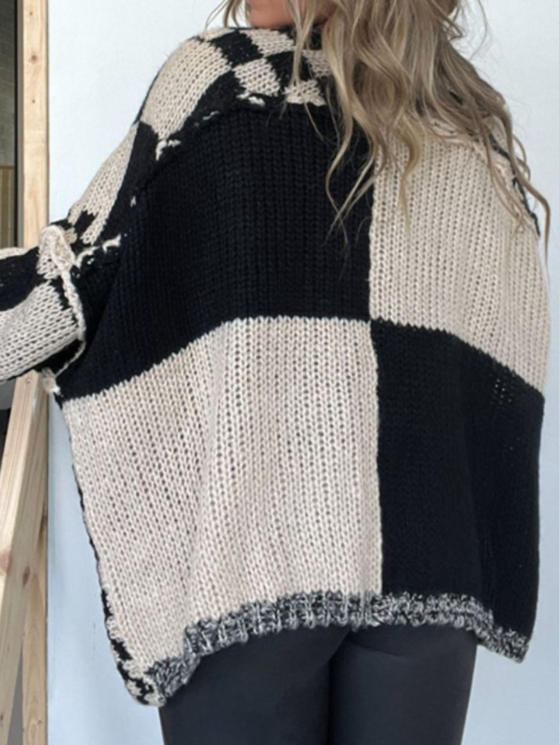 plaid open front long sleeve cardigan
