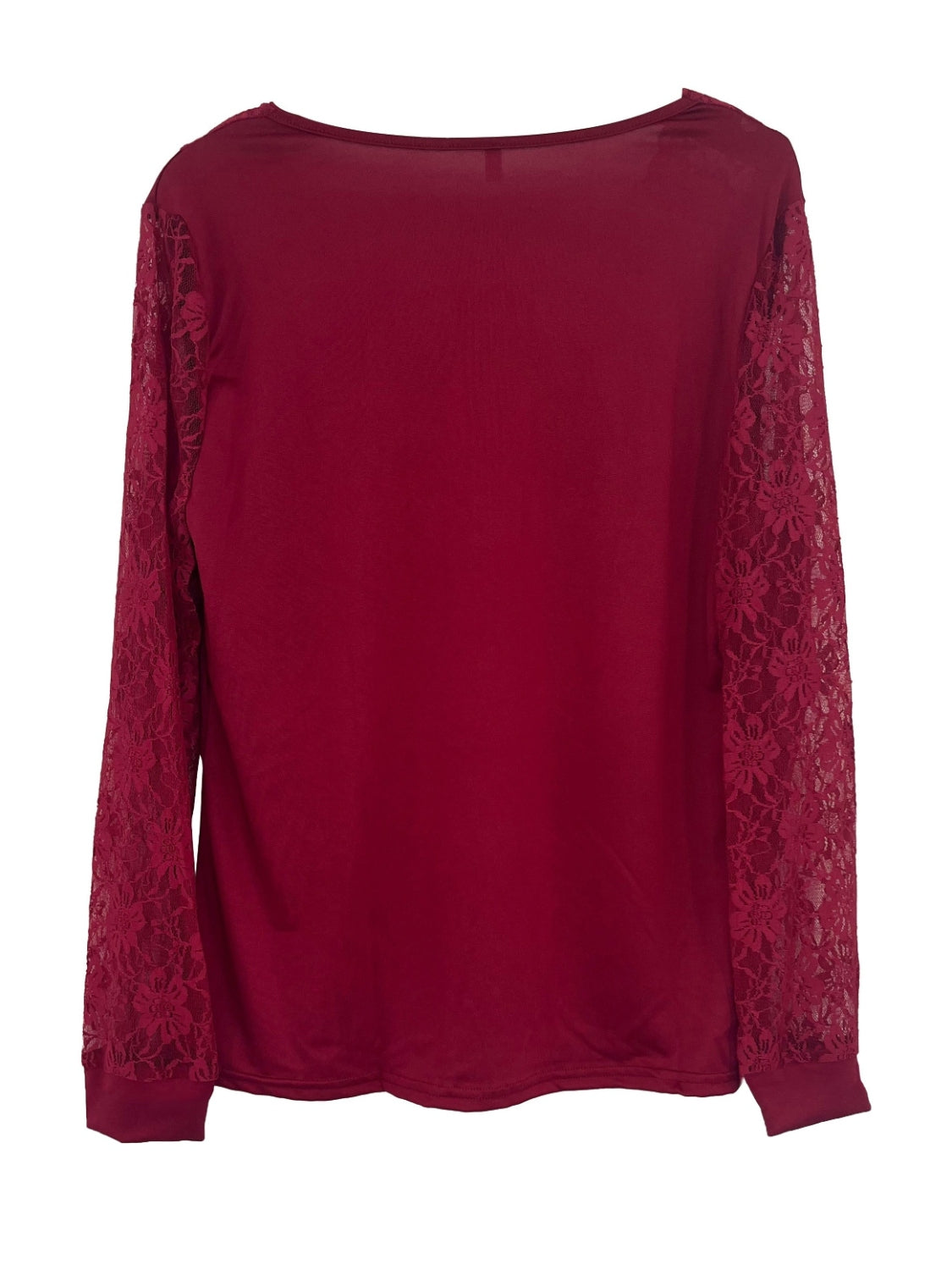 full size lace detail v-neck long sleeve blouse