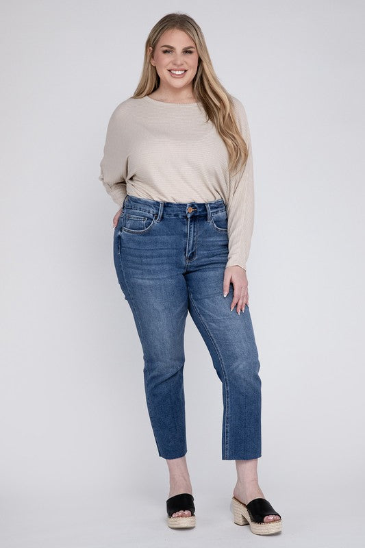 plus size high rise slim straight jeans
