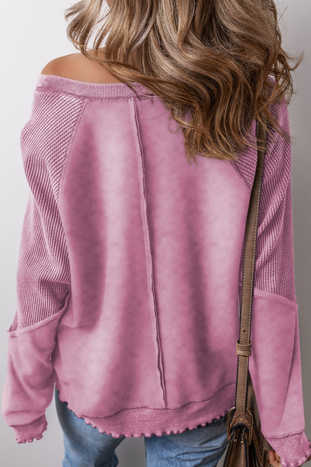 exposed seam long sleeve sweatshirt
