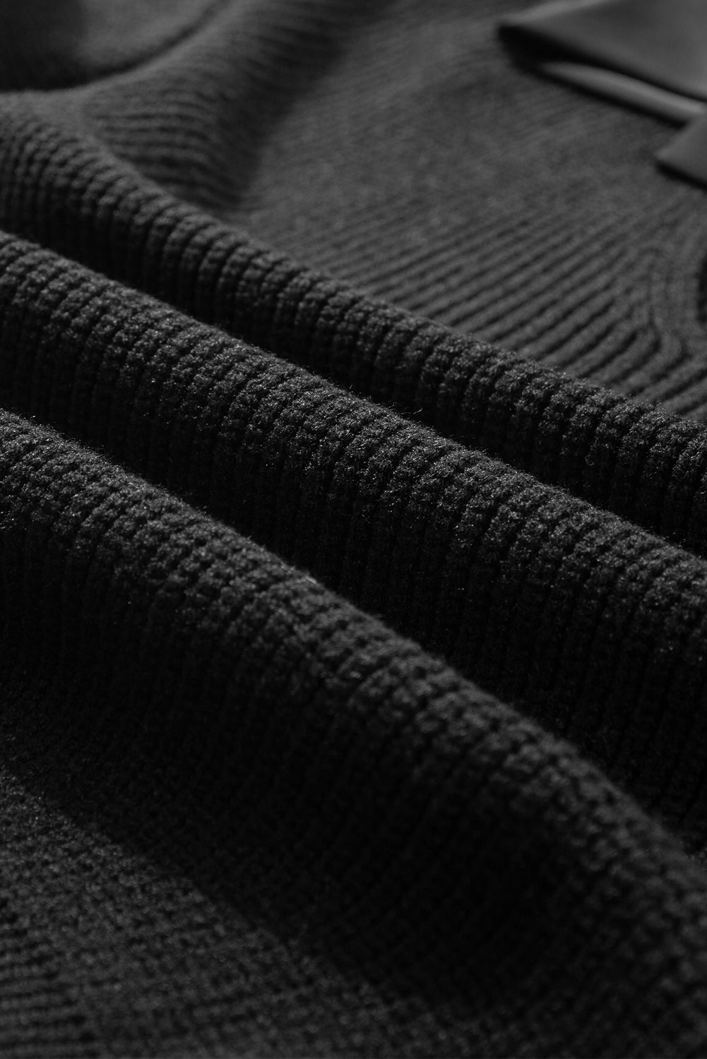 black lantern sleeve v neck knot back sweater