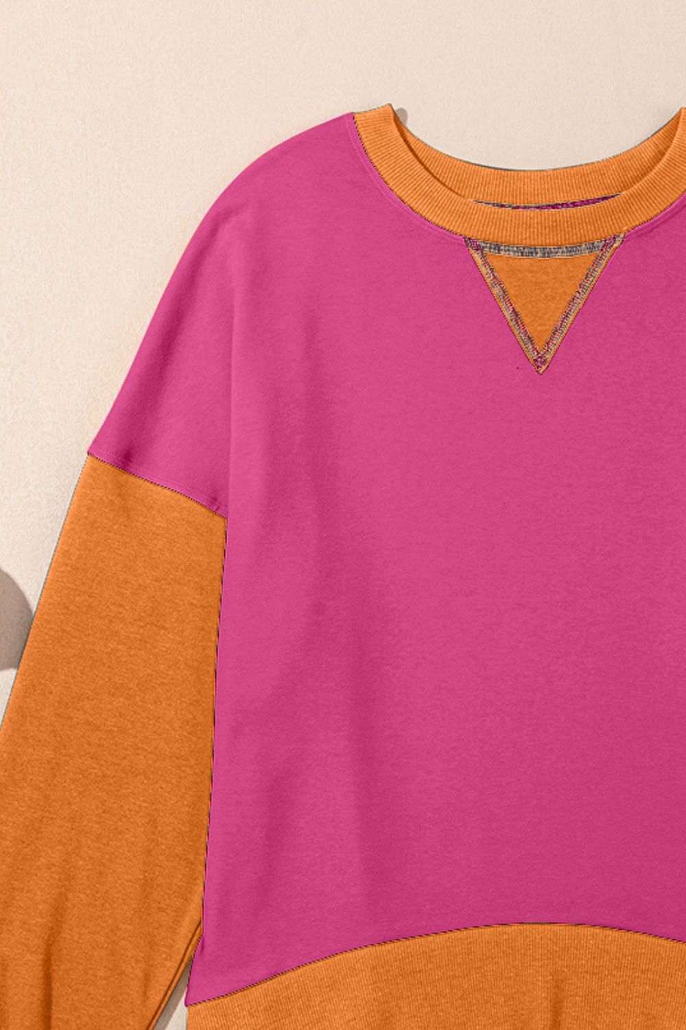 contrast round neck long sleeve sweatshirt